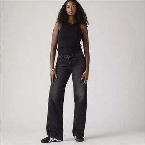 Levis Premium Low Loose Wide Leg Jeans Tech Storm Black 27x32 Women Grunge Indie